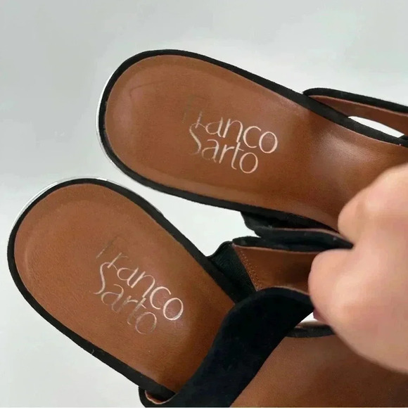 Franco Sarto womens size 8 38 black suede chunky platform slides - Picture 10 of 12